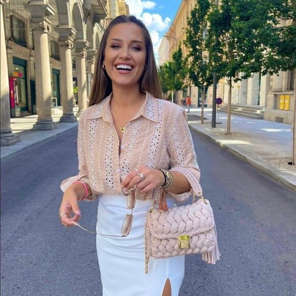 ZARA Openwork Cutwork Embroidered Shirt Pink New - Picture 5 of 5